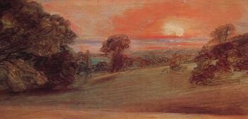 約翰 康斯特佈爾 Evening Landscape at East Bergholt